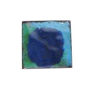 Handcrafted Enamel Artistan Brooch PIn Handcrafted Square Rustic Statement